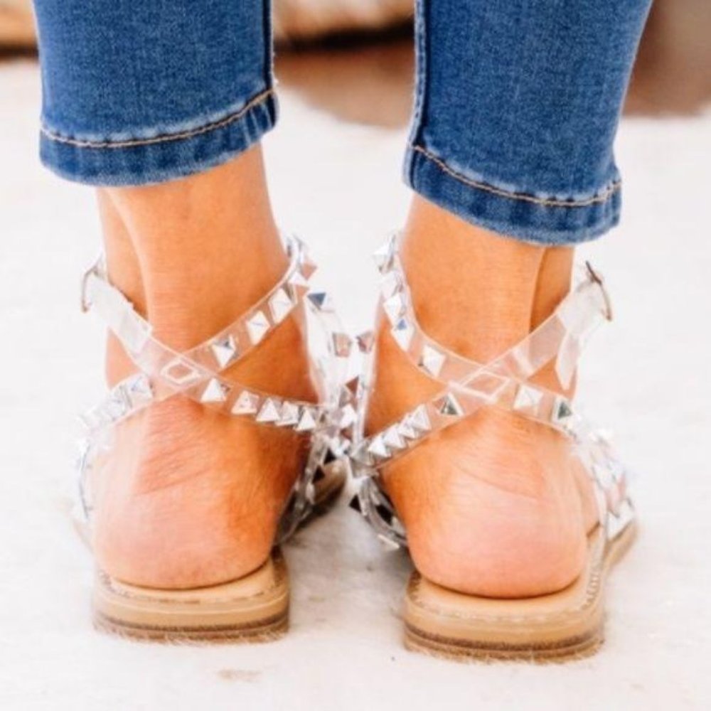 !! NEW !! Clear Studded Gladiator Sandals - Picture 7 of 11